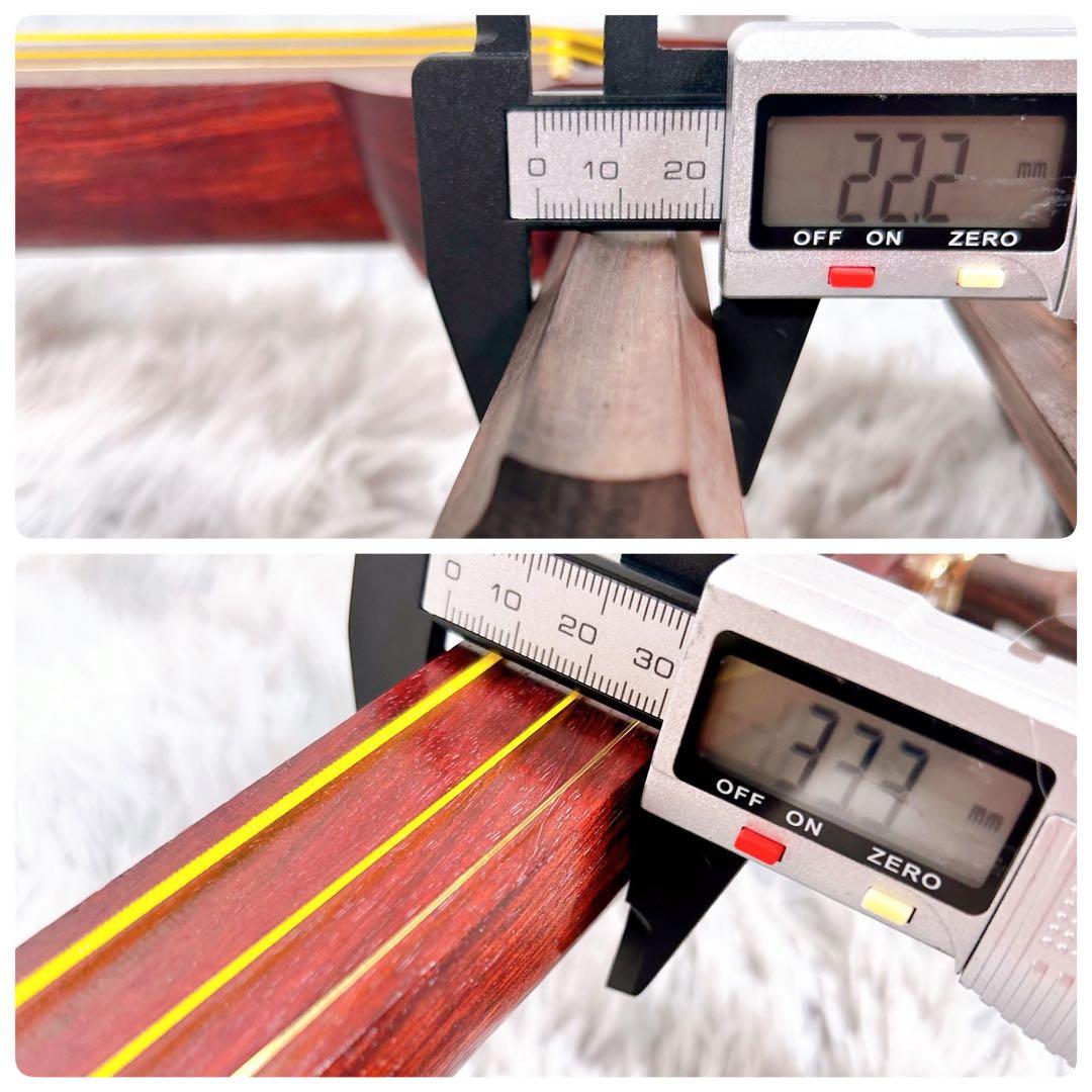 【希少】津軽三味線　紅木　太棹　東さわり付　本皮　皮やぶれなし　二本溝　宇柄