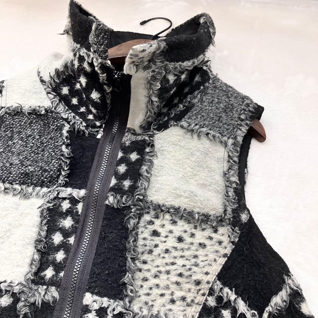 エイココンドウ パッチワーク ロングジレ ベスト アウター コート ウール