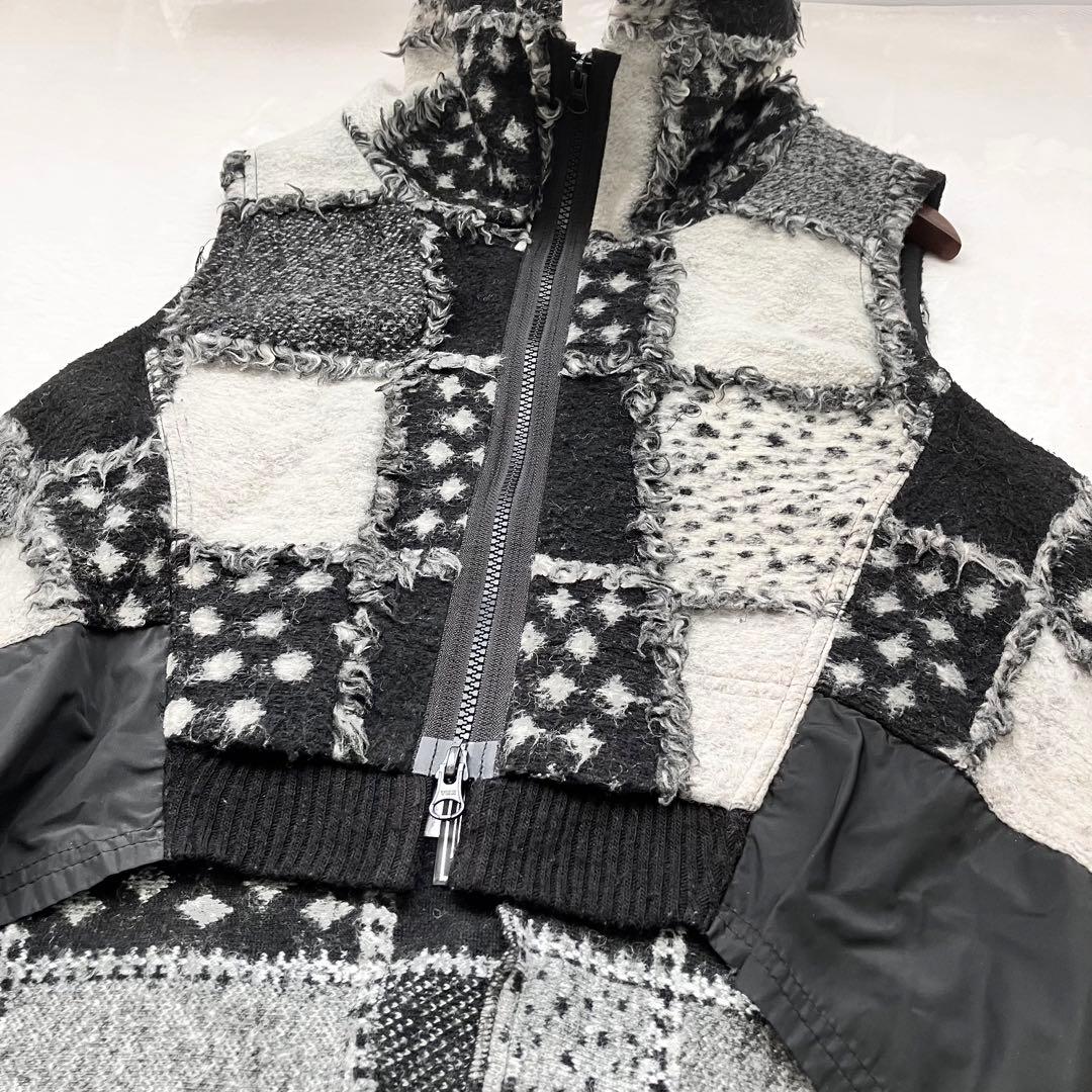 エイココンドウ パッチワーク ロングジレ ベスト アウター コート ウール