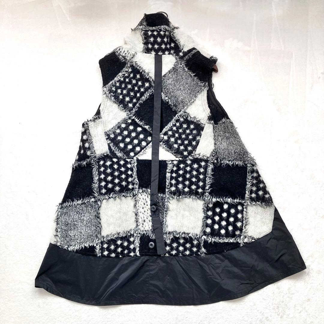 エイココンドウ パッチワーク ロングジレ ベスト アウター コート ウール
