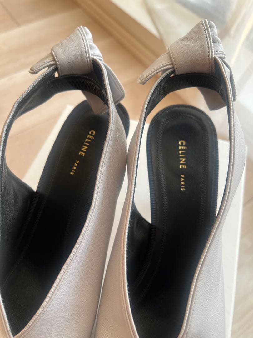 セリーヌ レザー ミュール　グレー　36サイズ