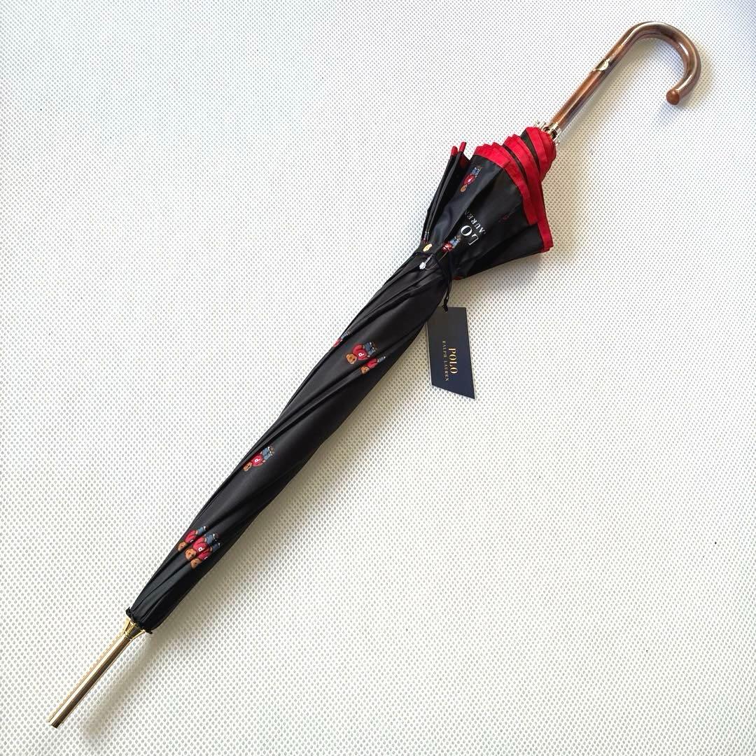新品　ポロラルフローレン　長傘　雨傘　ポロベア総柄　ブラック