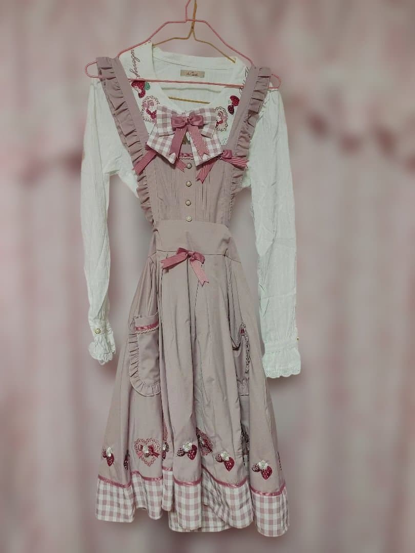 アマベル　苺　ジャンパースカート　ブラウス　ピンク　2点セット