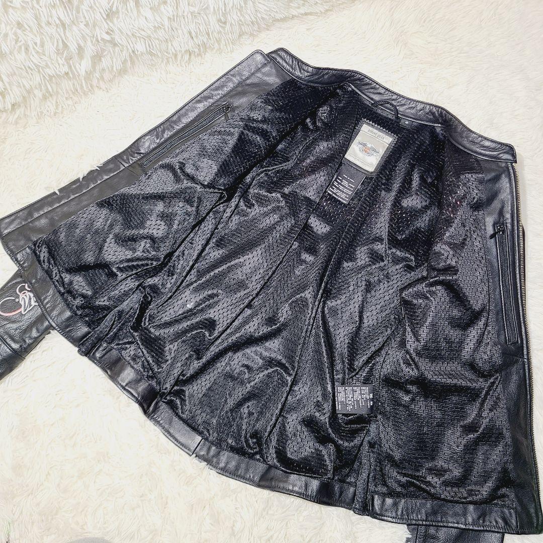 【美品】ハーレーダビッドソン　シングルライダース　刺繍　ビジュー　レザー