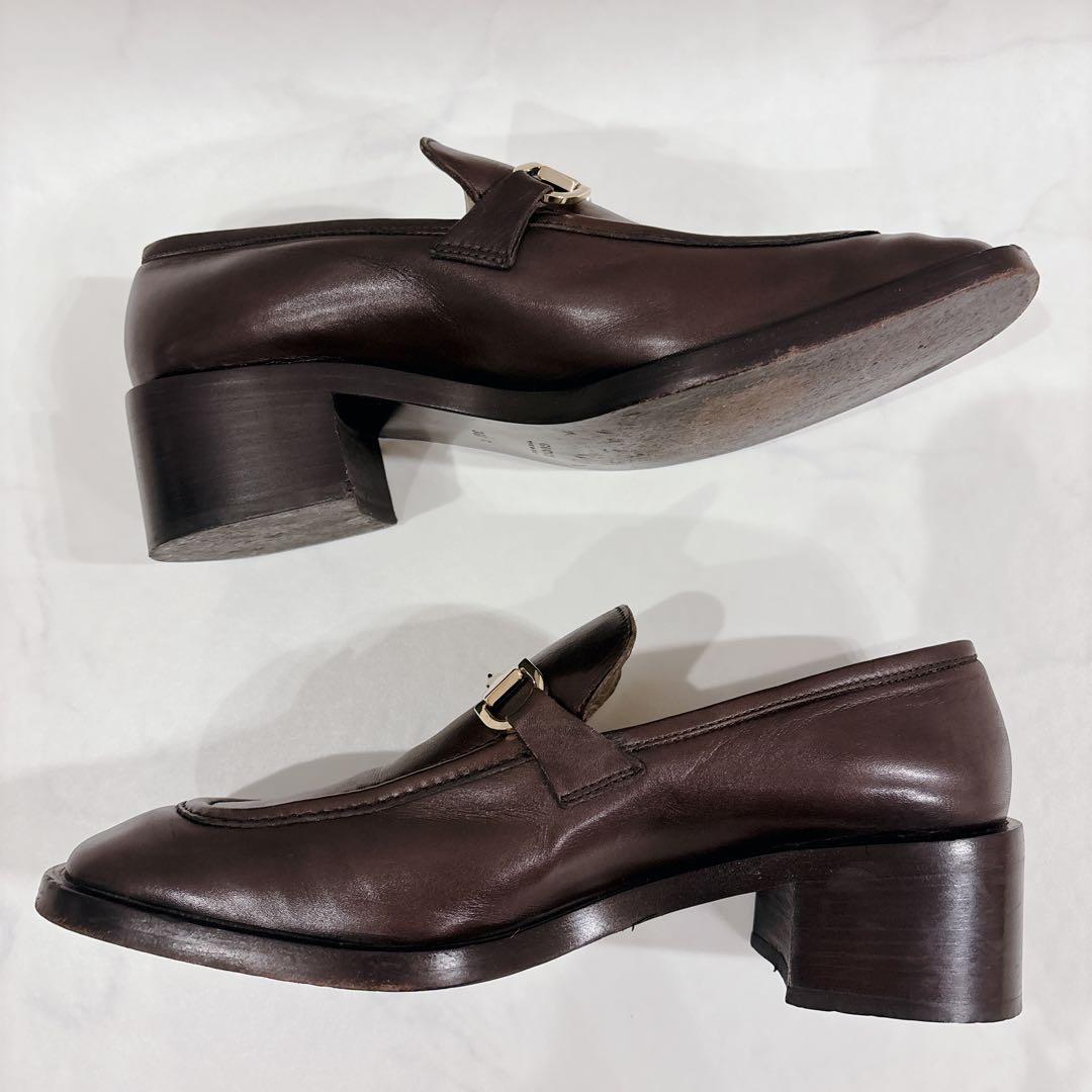 GUCCI グッチ スクエアトゥ チャンキーヒール　ホースビット ブラウン 茶