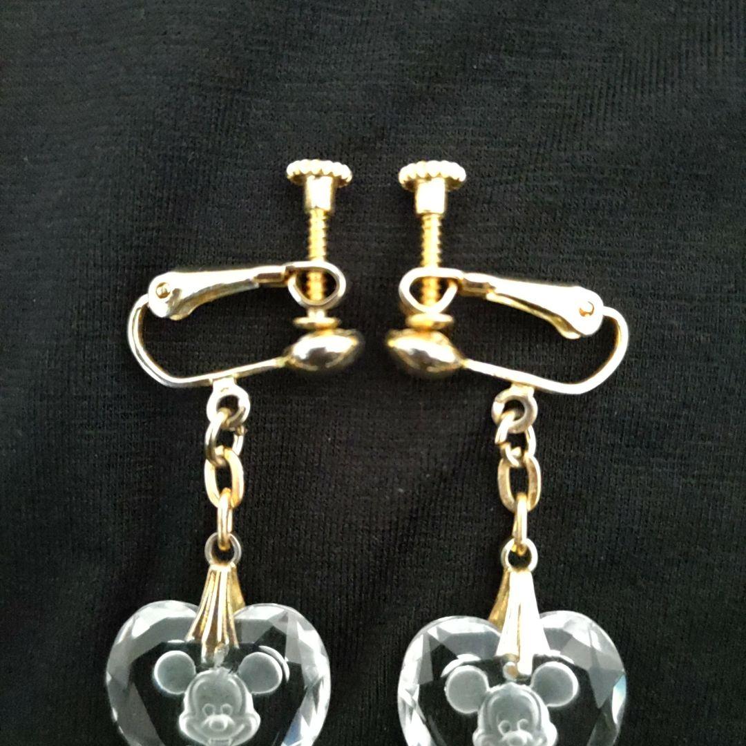 【希少・未使用品】ミッキー&ミニー ハート型クリスタル ネックレス・イヤリング
