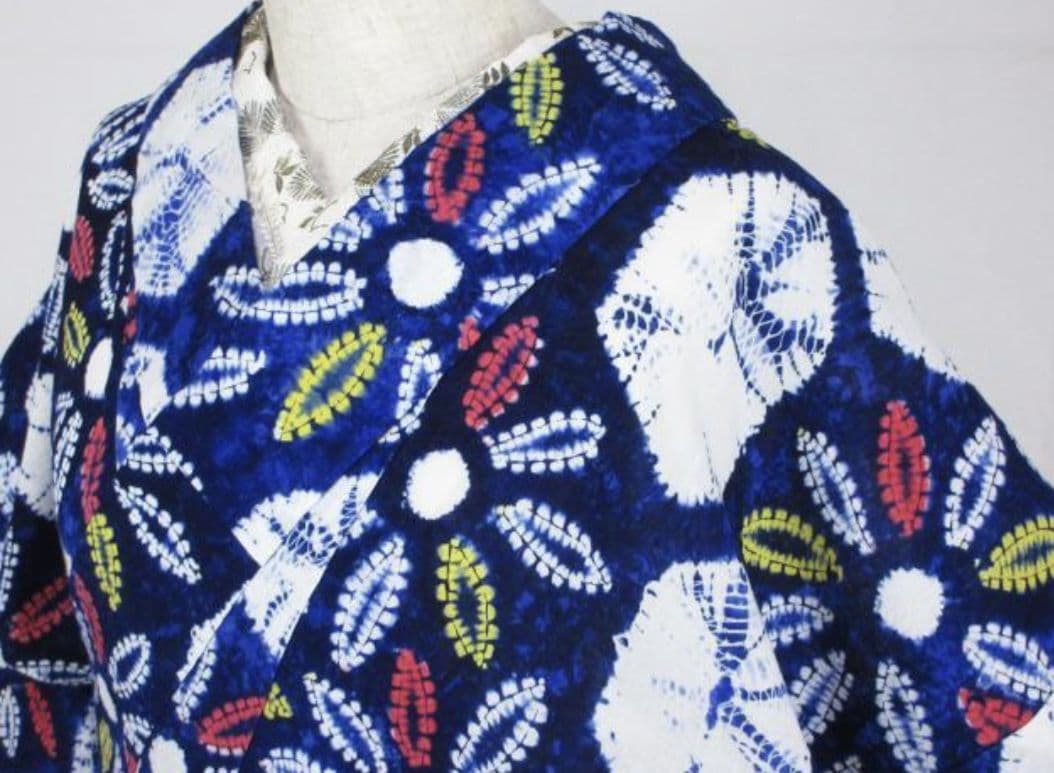 未着用に近い！有松鳴海絞り＊蜘蛛絞り＊モダン＆ポップ＊ゆかた＊１６１ｃｍ＊裄６８