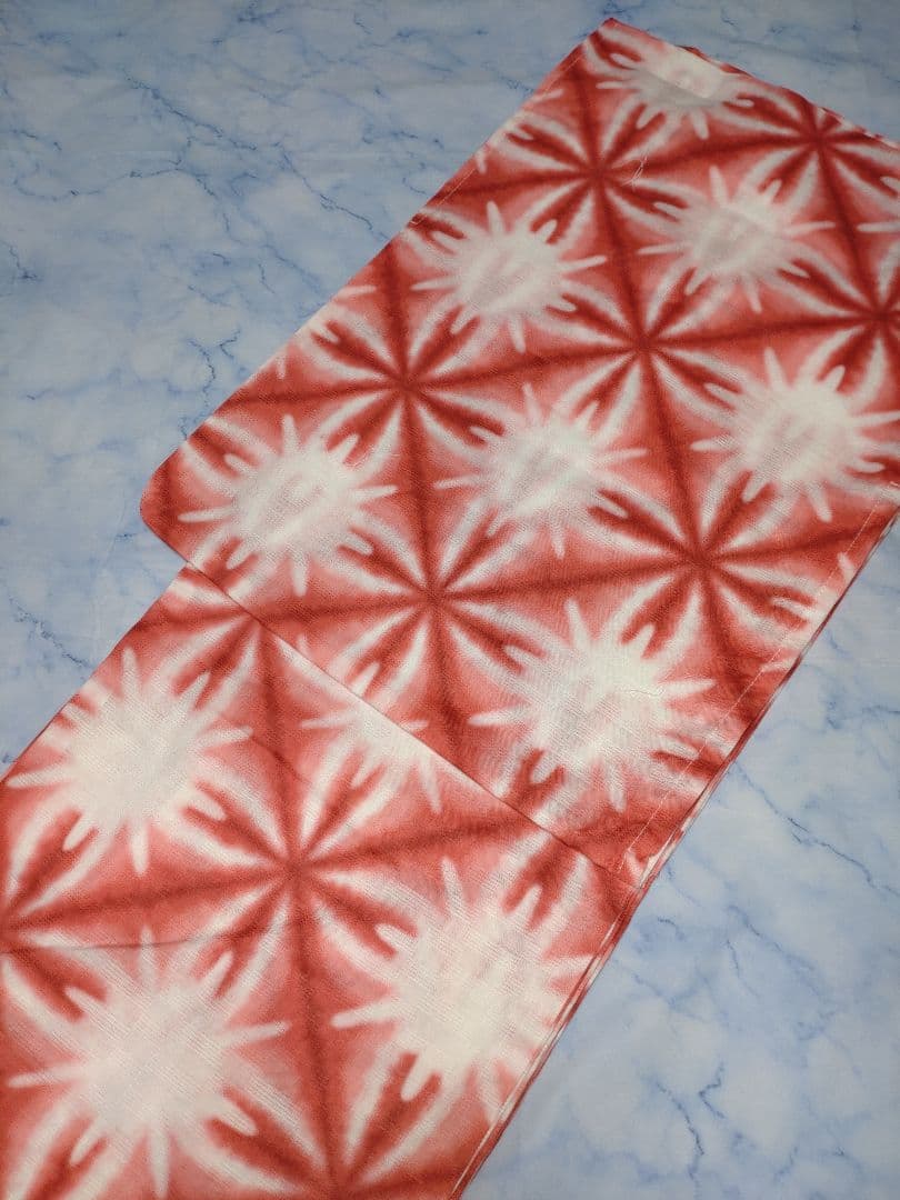 新品未使用　浴衣のみ　雪花風　麻の葉　レッド