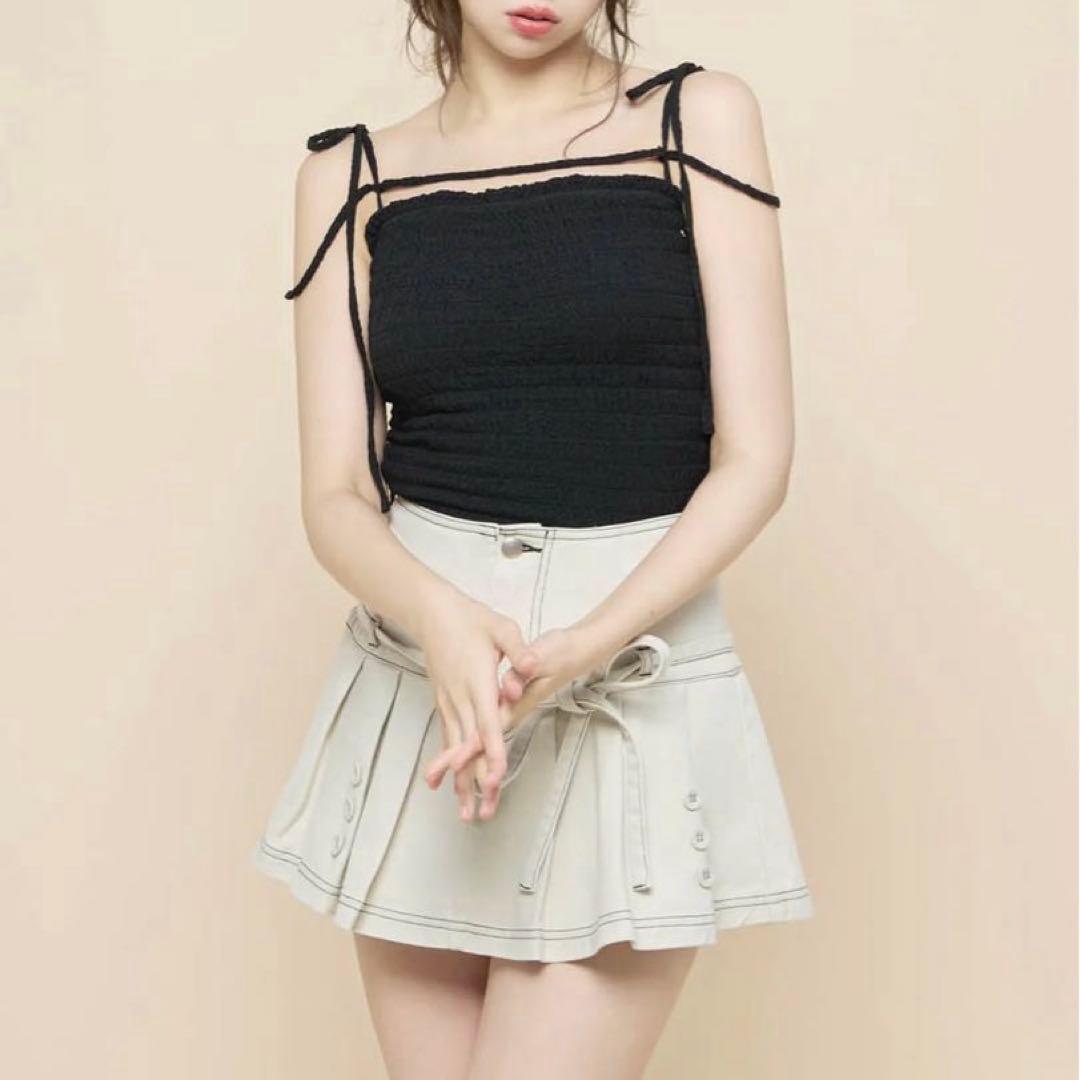 トップス Andmary Shirring ribbon camisole black F