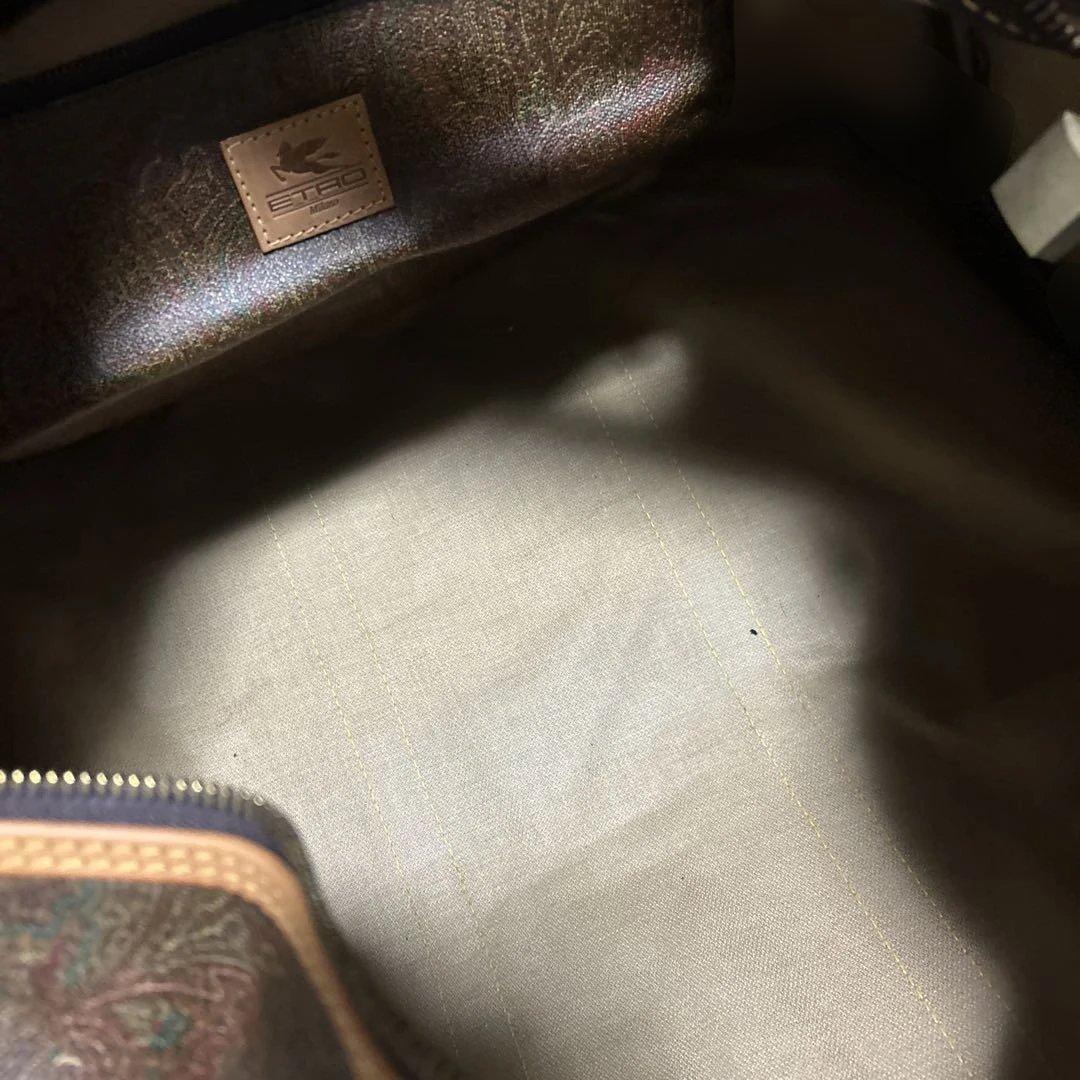 90s ETRO ブラウンレザー ボストンバッグ 2way レザー ペイズリー柄