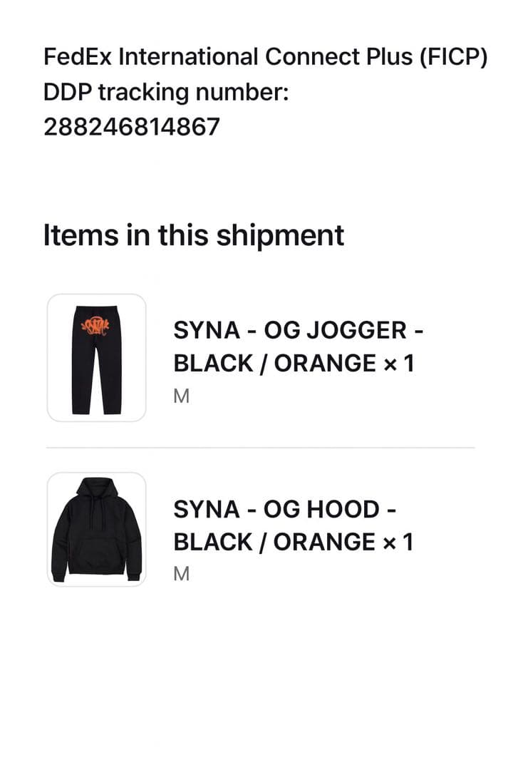 12月 SYNA WORLD OG BLACK x ORANGE 本物