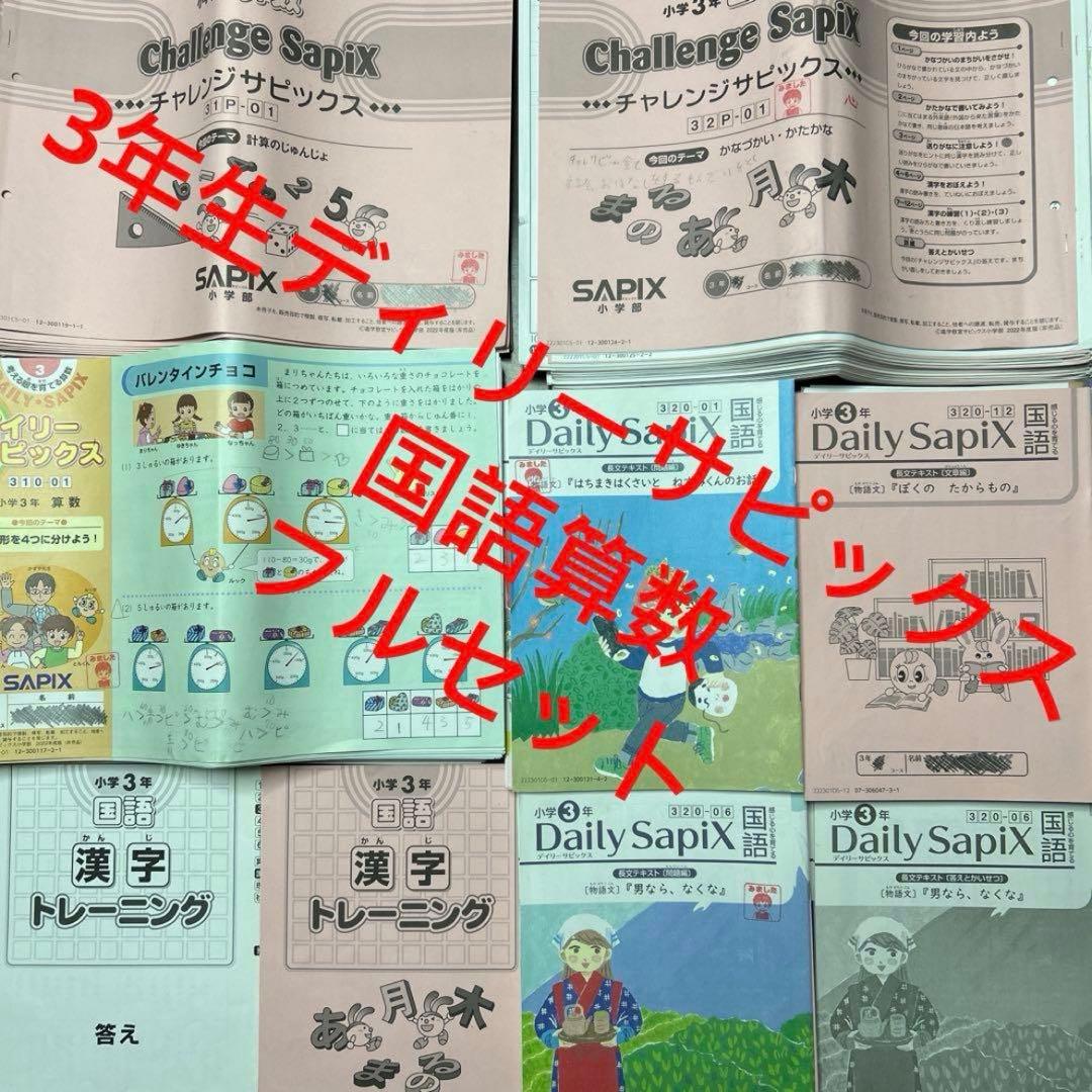 ㉒か　SAPIX サピックス　3年　算数　国語　ディリーサピックス　一年分 w