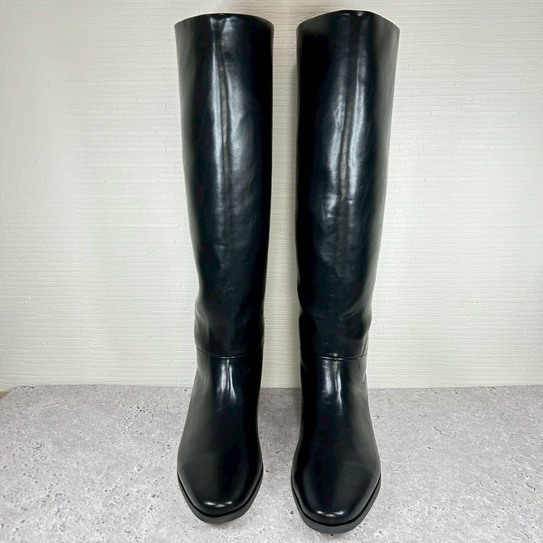 【極美品】ルタロン 2cmワイドシャフトロングブーツ LL レザー