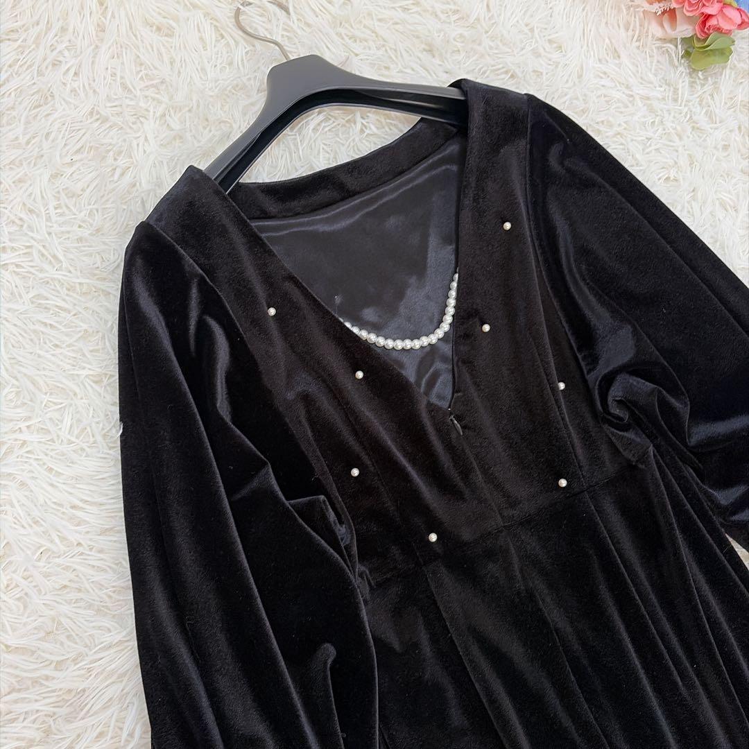 美品♡Ameri BACK OPEN PEARL VELOUR DRESS S