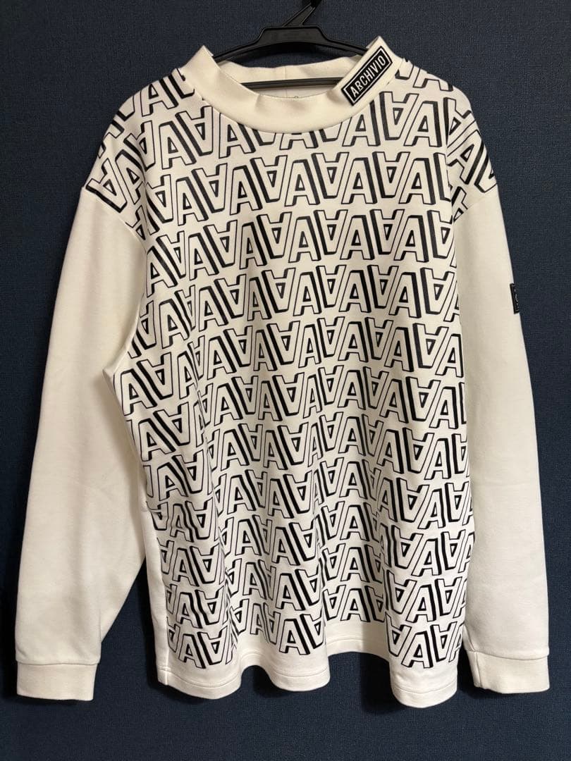 アルチビオ 2023年モデル モックネック 長袖Tシャツ 総柄 ホワイト 48