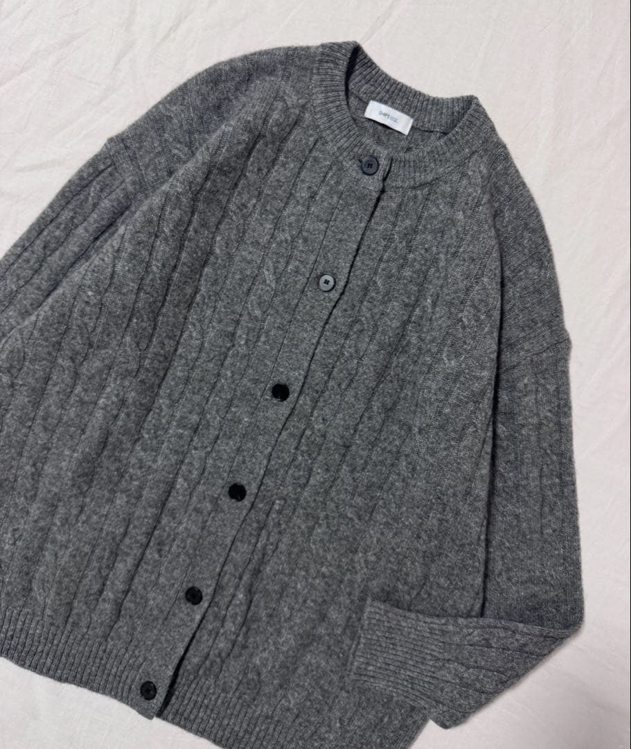 SHIPS any: ヤク ケーブルクルーネックニット カーディガン