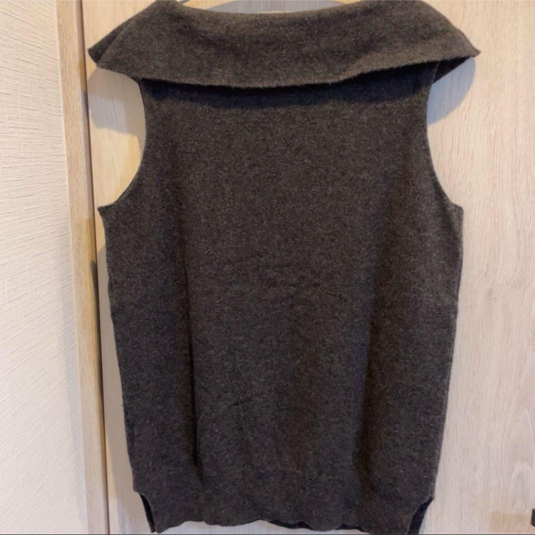 【美品】シーマリー　カシミヤ襟付きニットベスト　ジレ　グレー