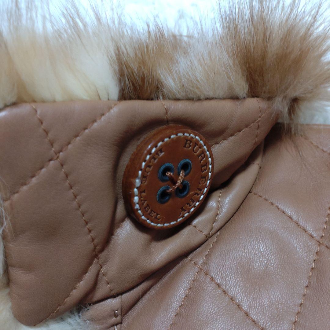 極美品　バーバリーブルーレーベル　ラムレザー　ノバチェック　フォックスファー