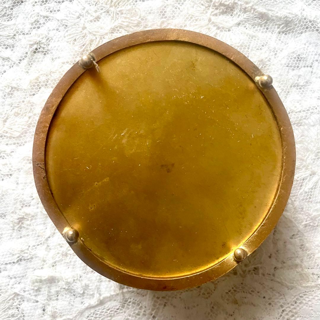 マドモアゼルの絵入りラウンド型ジュエリーボックス　フランスアンティーク