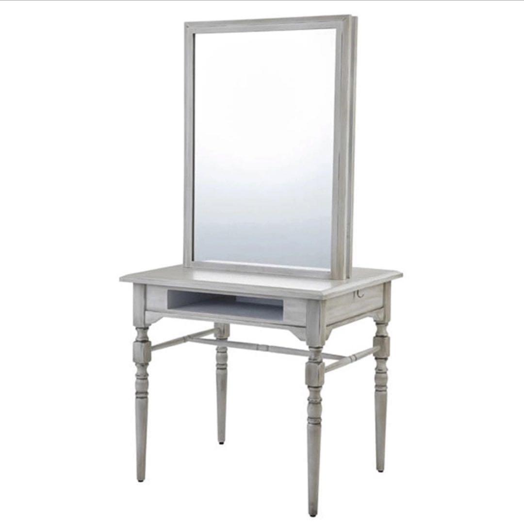 Aisha ホワイト木製ドレッサー・両面　椅子2個つき