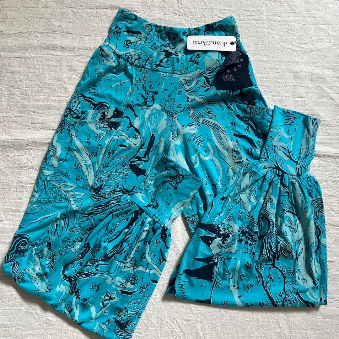 ホアナデアル直輸入 Sサイズ新品タグ付 鮮やかブルーアートポケットパンツ