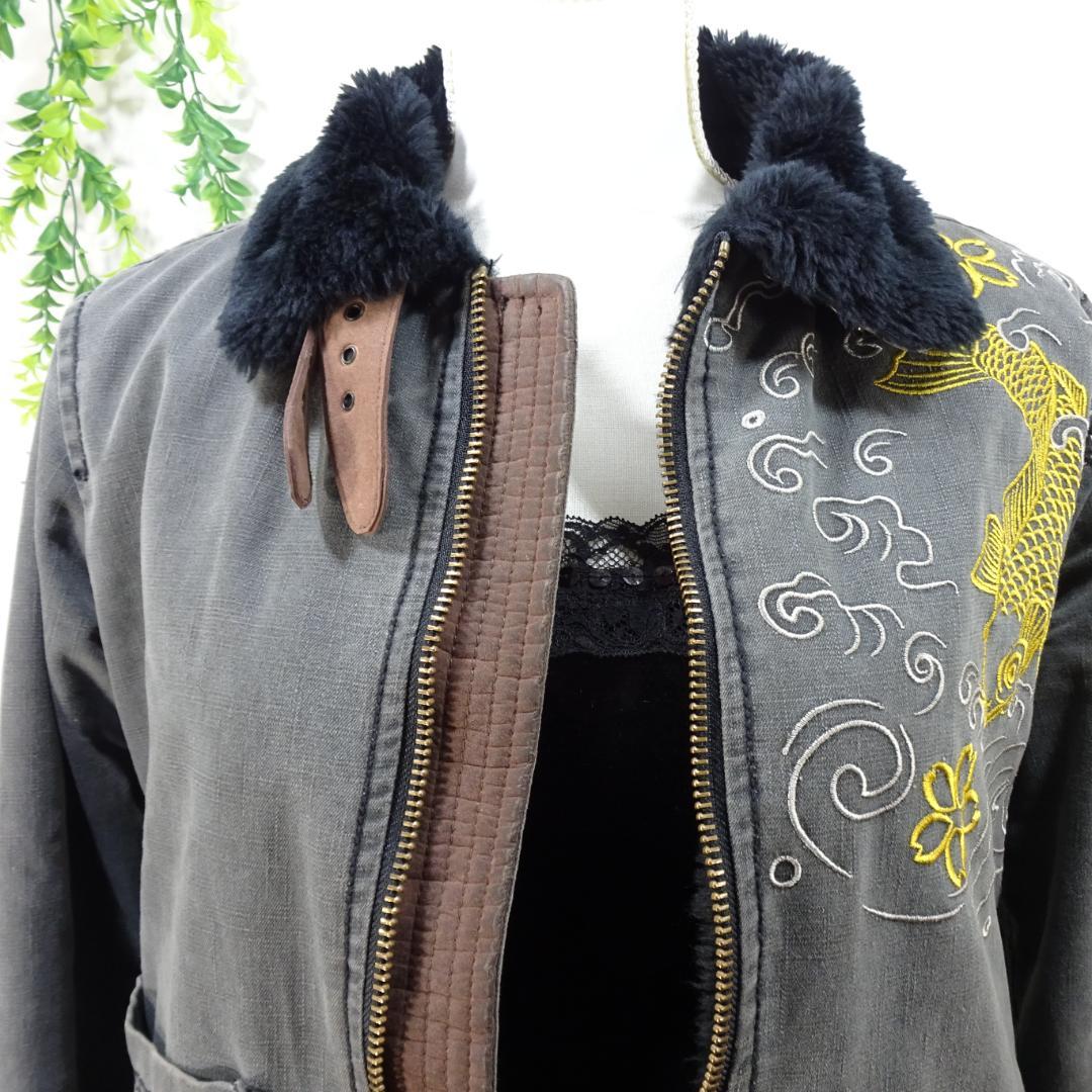 Kula by Eternal スカジャン風ミリタリージャケット 刺繍 グレーM