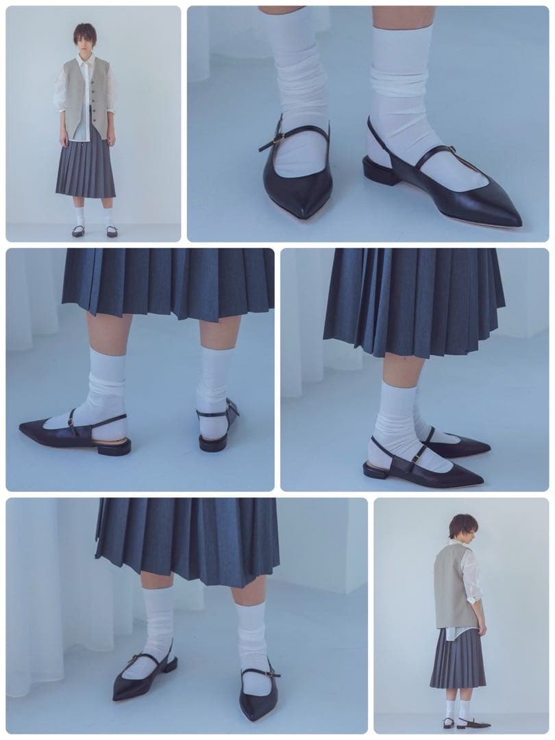 ファビオルスコーニ　ポインテッドトゥ　メリージェーン　レザー　ブラック　23㎝