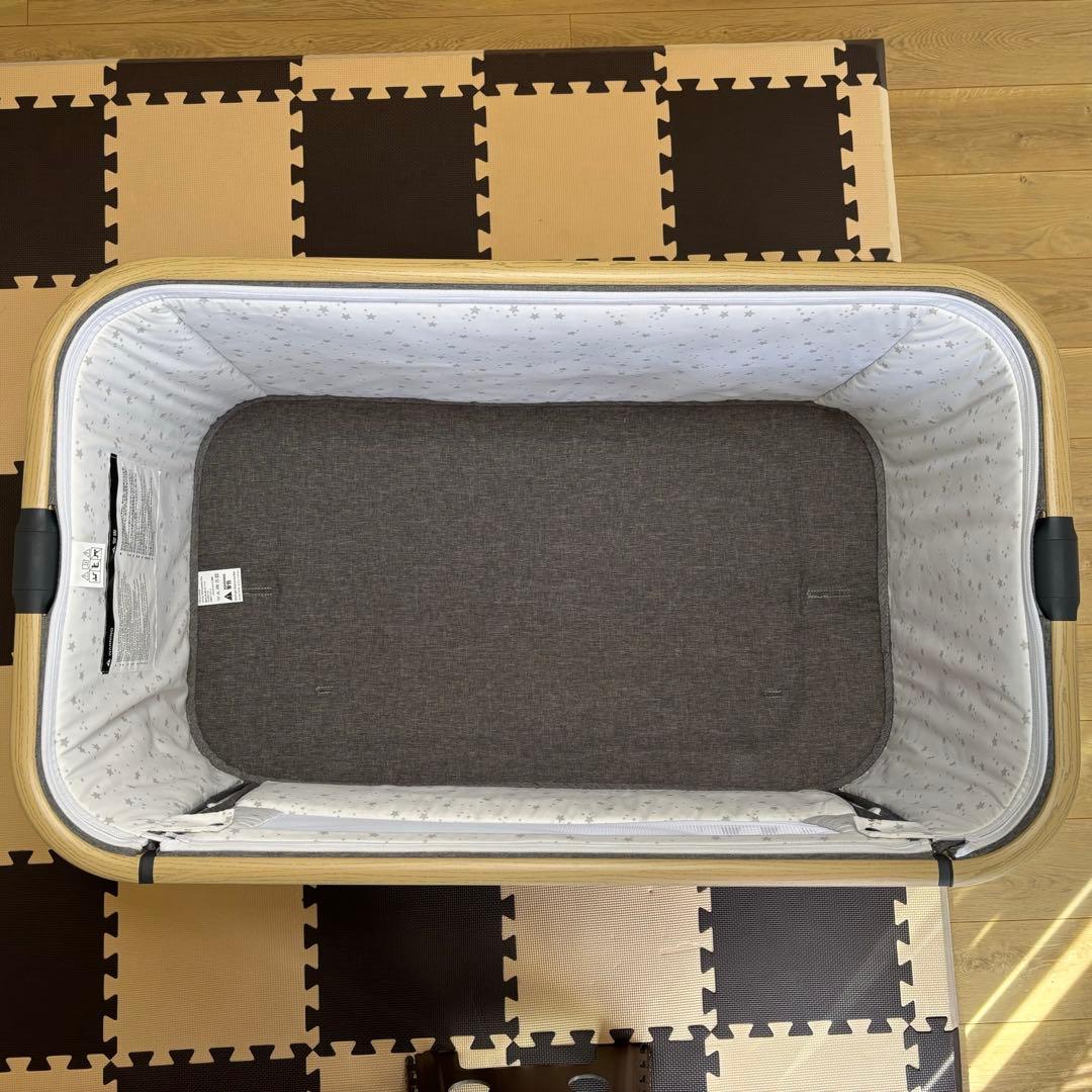 【HZDMJ正規品ベビーベッド添い寝折りたたみハイローベッドグレー