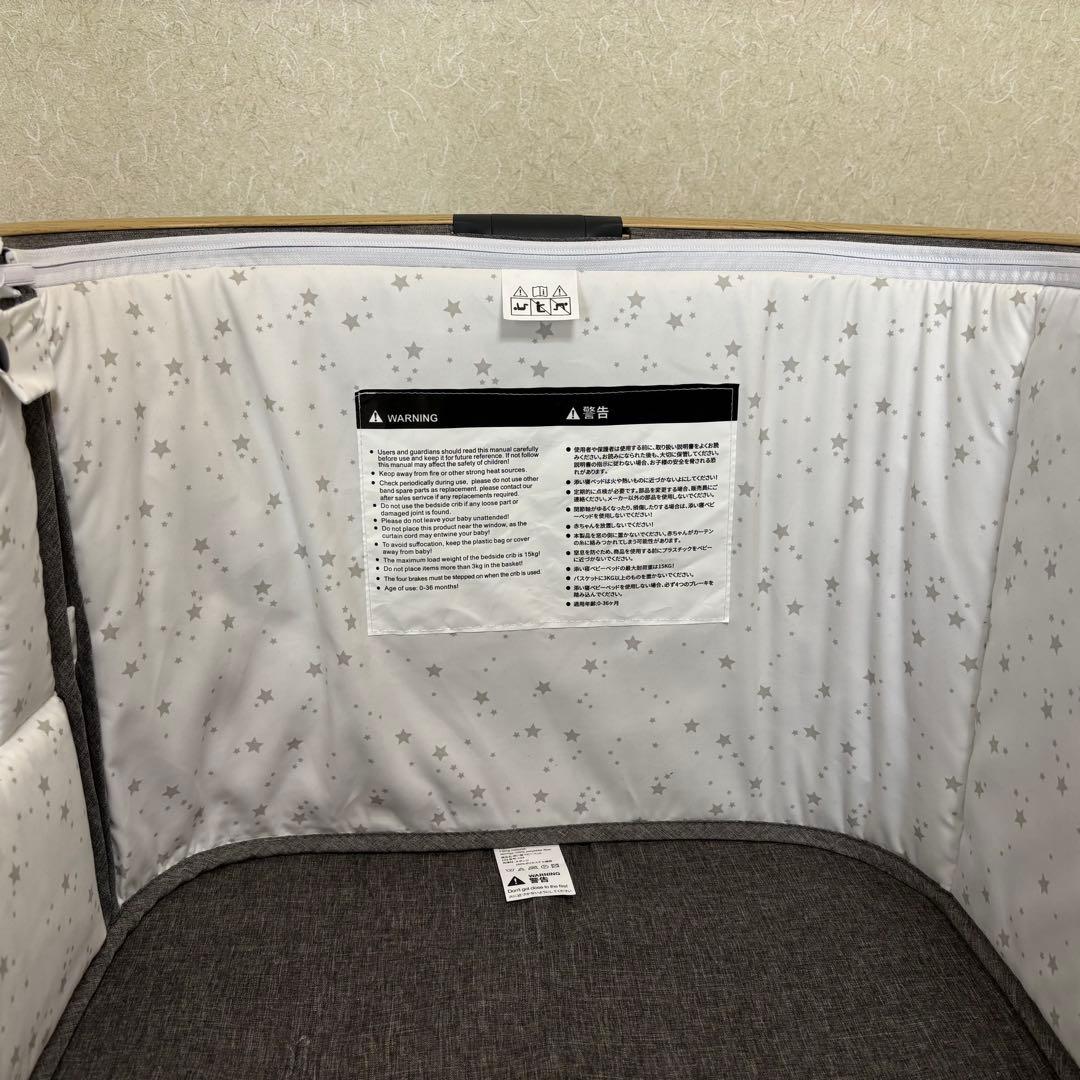 【HZDMJ正規品ベビーベッド添い寝折りたたみハイローベッドグレー