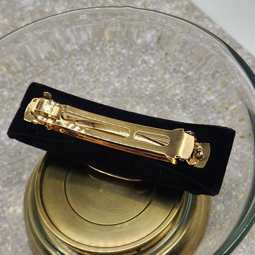 【美品】フェラガモ リボン バレッタ ベルベット ベロア 黒