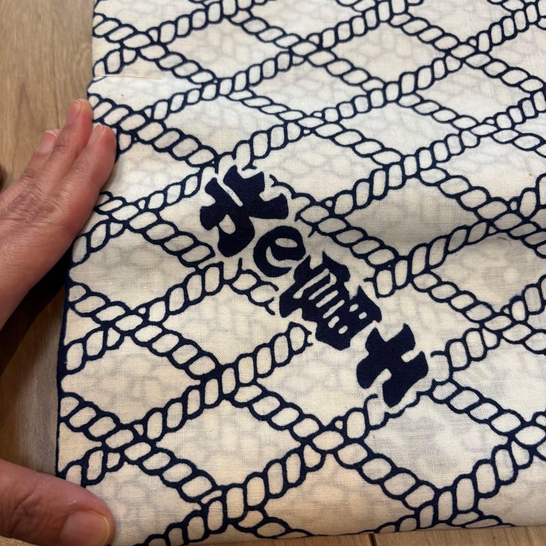 超美品　しつけ付き　綿　反物　リメイク　ハンドメイドに　力士　相撲　北の富士　白