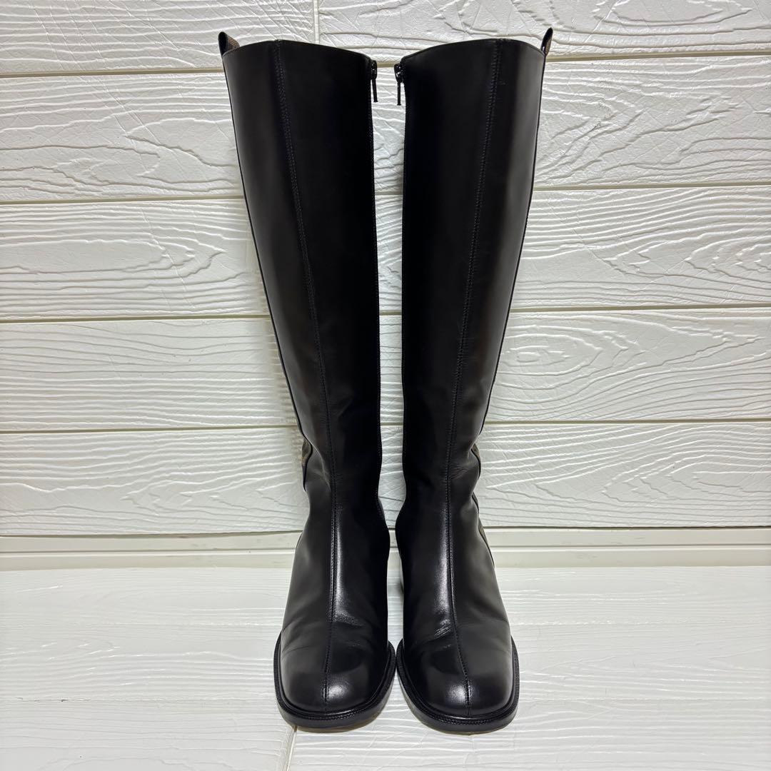 【極美品】FENDI ロングブーツ サイドロゴ ブラック レザー 本革 36