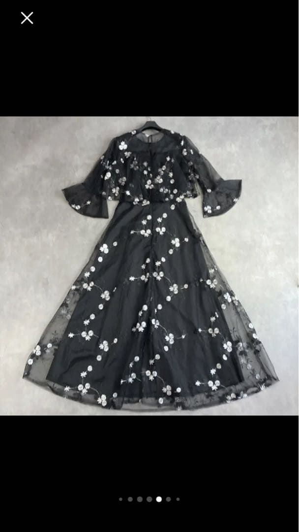 【タグ付】retica レティカ シースルー七分袖花柄刺繍ロングパーティードレス