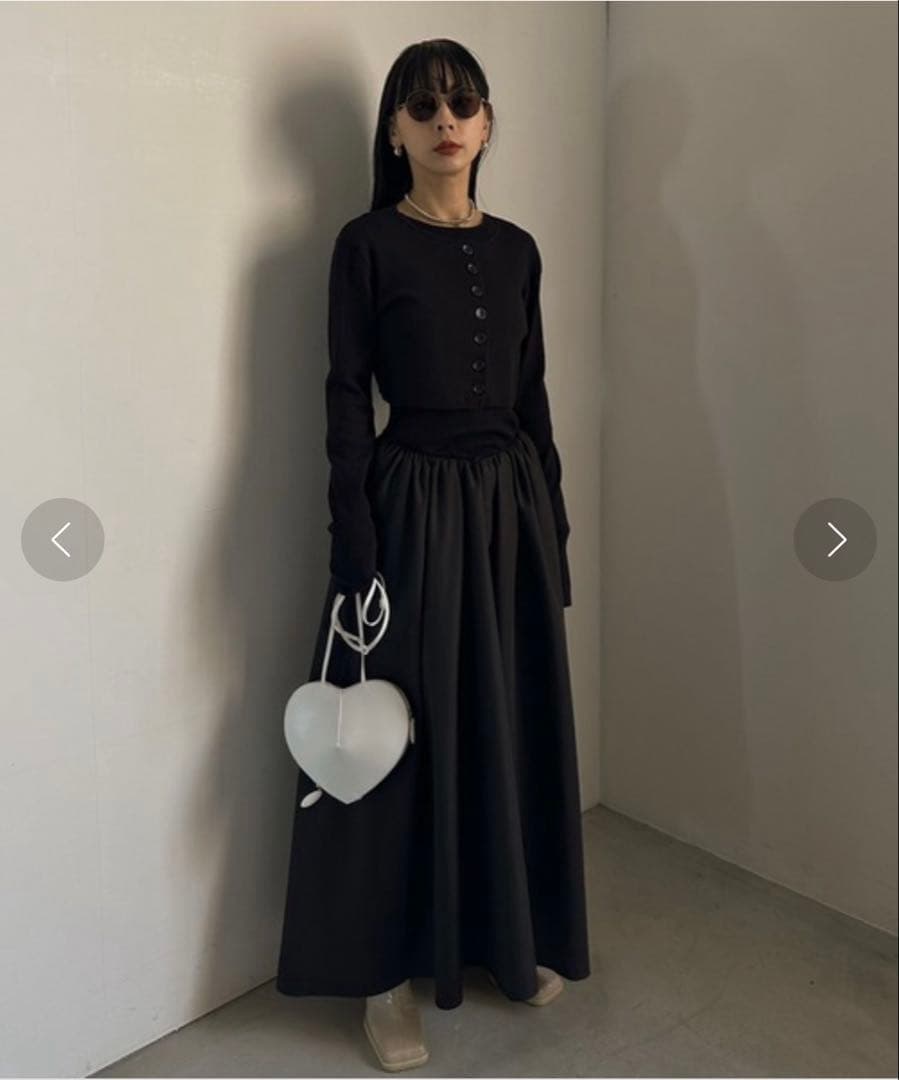 Ameri　KNIT DOCKING VOLUME DRESS