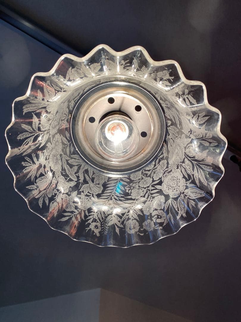 アンティーク　ビクトリアン　ガス燈　ガラスシェード　ペンダントライト灯具付き