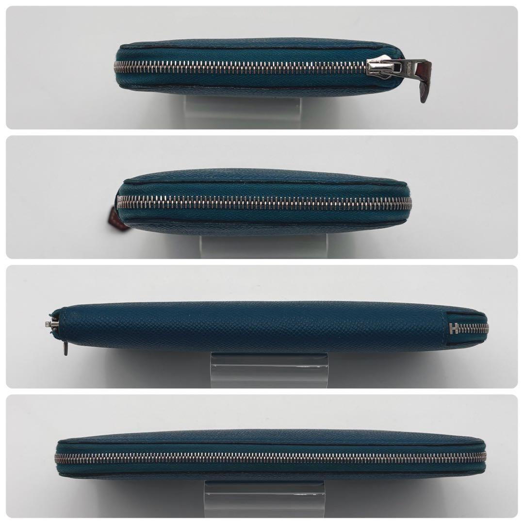 HERMÈSエルメス アザップ　シルクイン ロング　AU刻印　ブルー　長財布