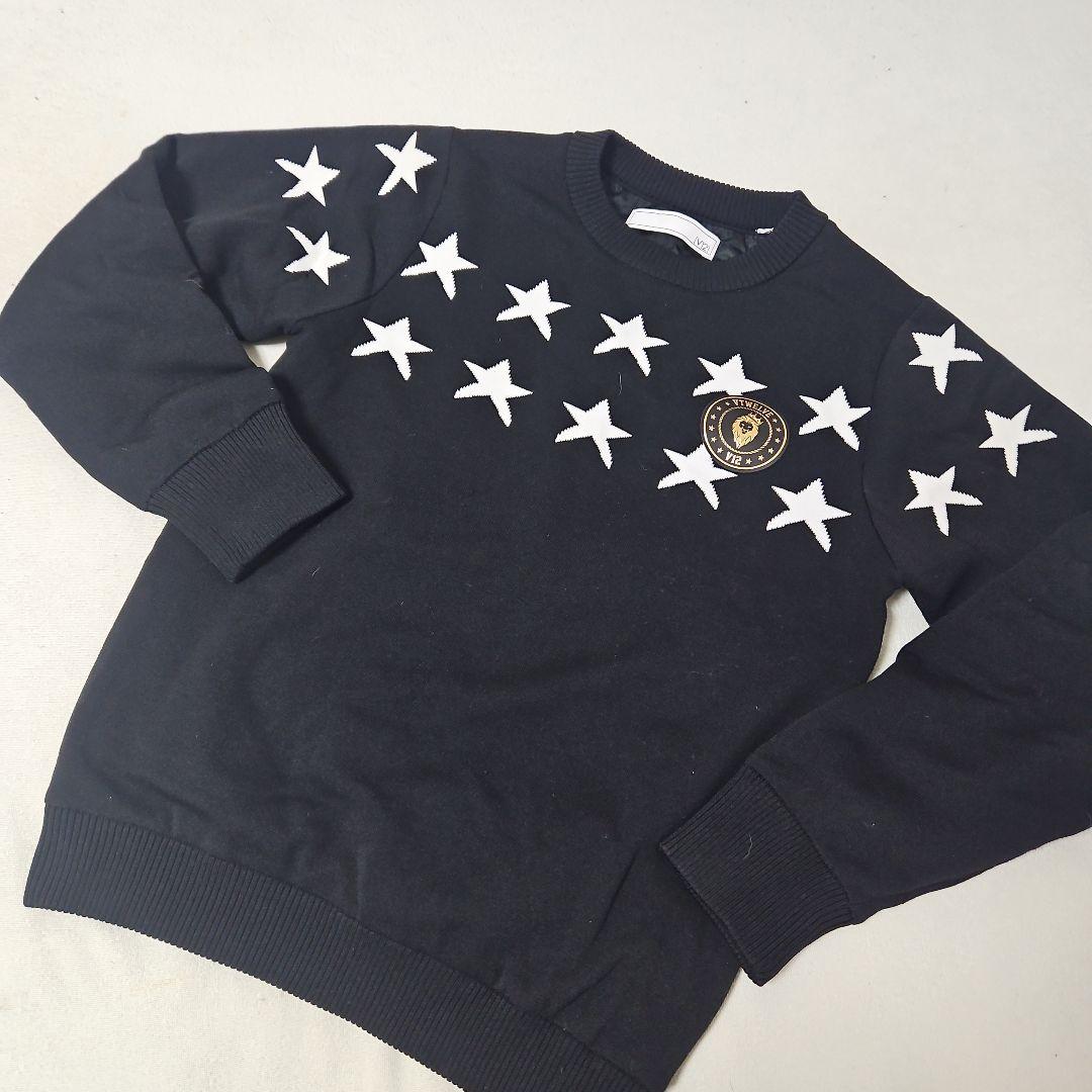 V12 防風裏地付 黒 星刺繍 セーター 2