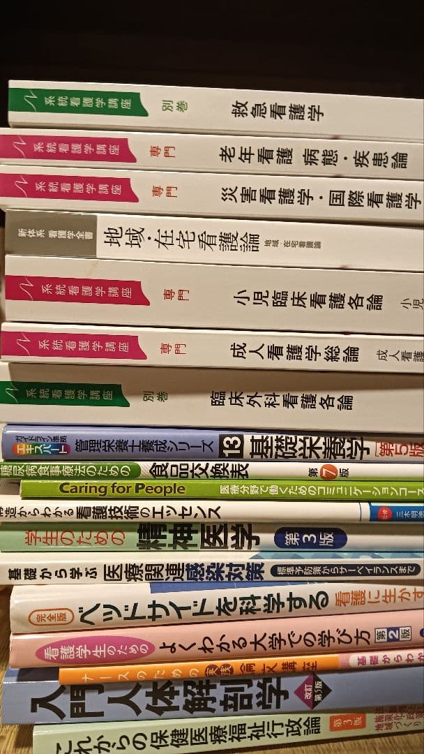 看護を学ぶ上で学校で必要となる教科書