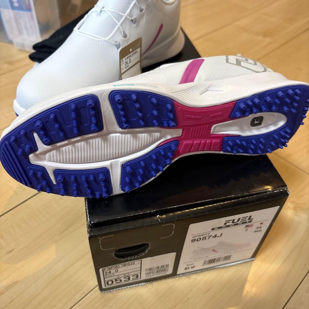 ゴルフシューズ ホワイト 青紫ソール