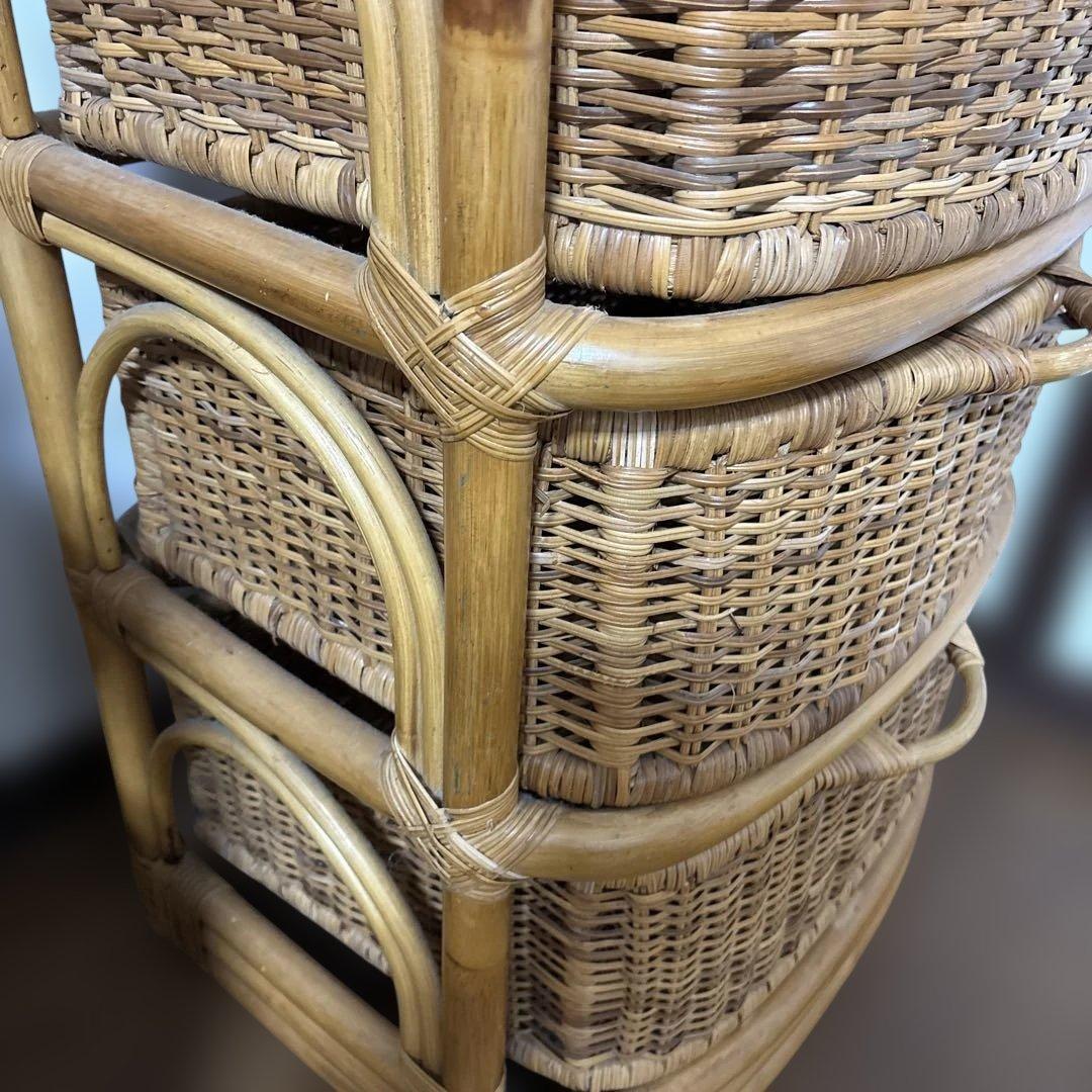 ま*ん様 ナチュラルラタン 4段チェスト