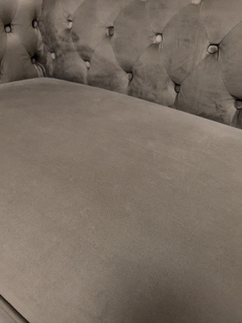 【匿名配送】ロウヤ ソファ　2人掛けカウチソファ ベルベット調グレー　LOWYA