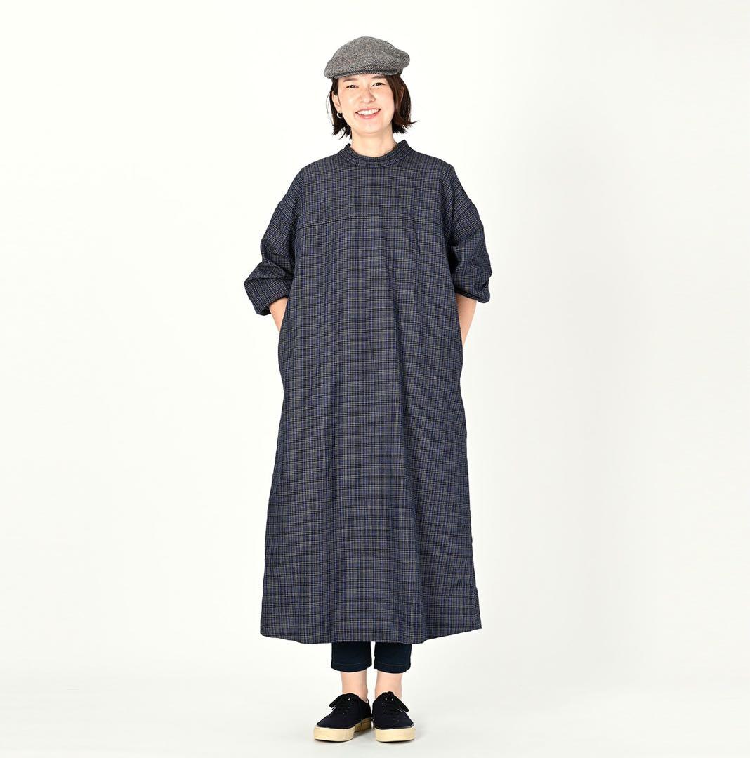 45R 春コットンツイードのドレス　インディゴ