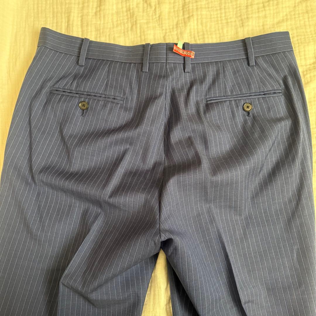 美品☆SIMPLICITEロロピアーナ/ネイビー ストライプ ビジネススーツXL