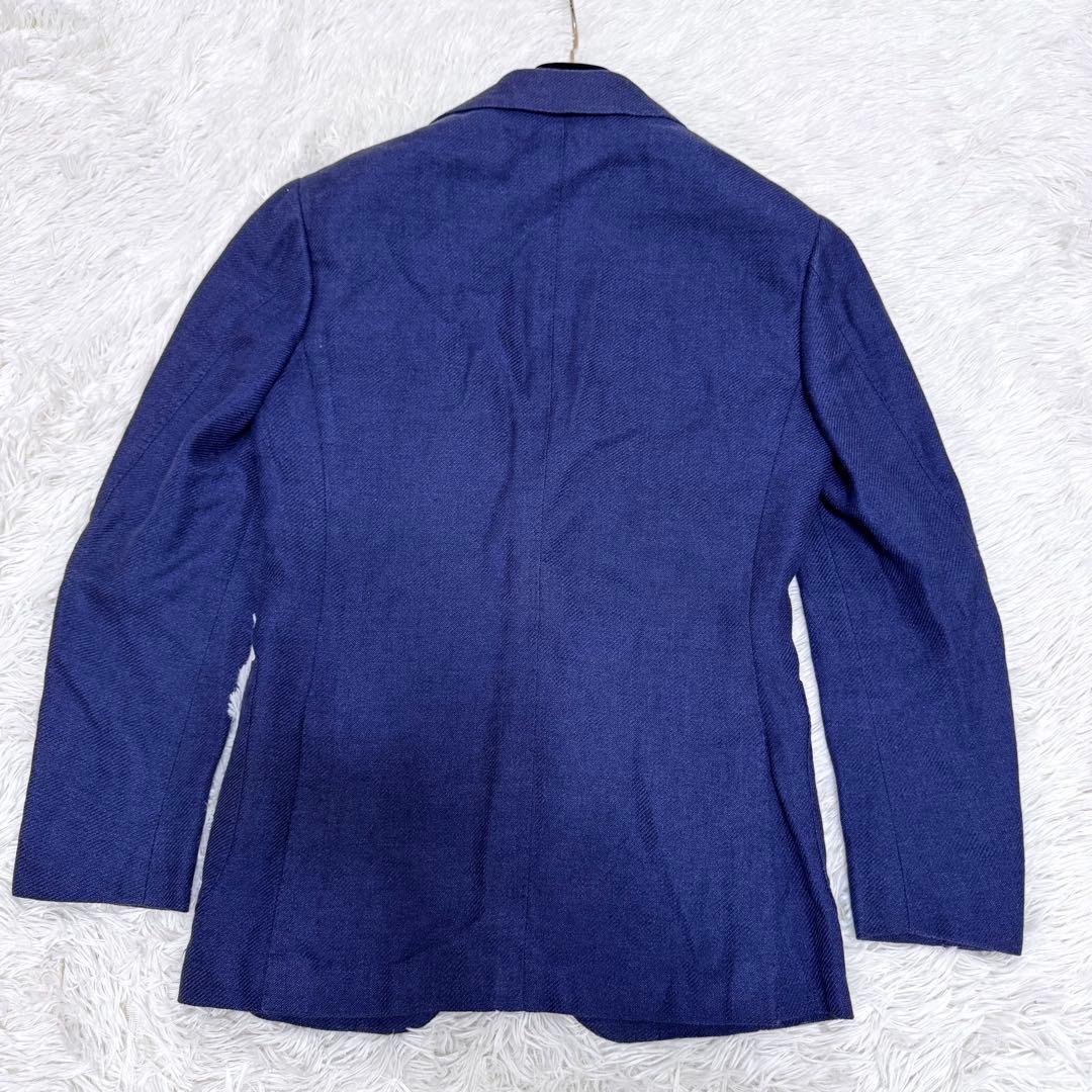 【美品】シルク混 ブリッラペルイルグスト テーラードジャケット 紺ブレ ブレザー