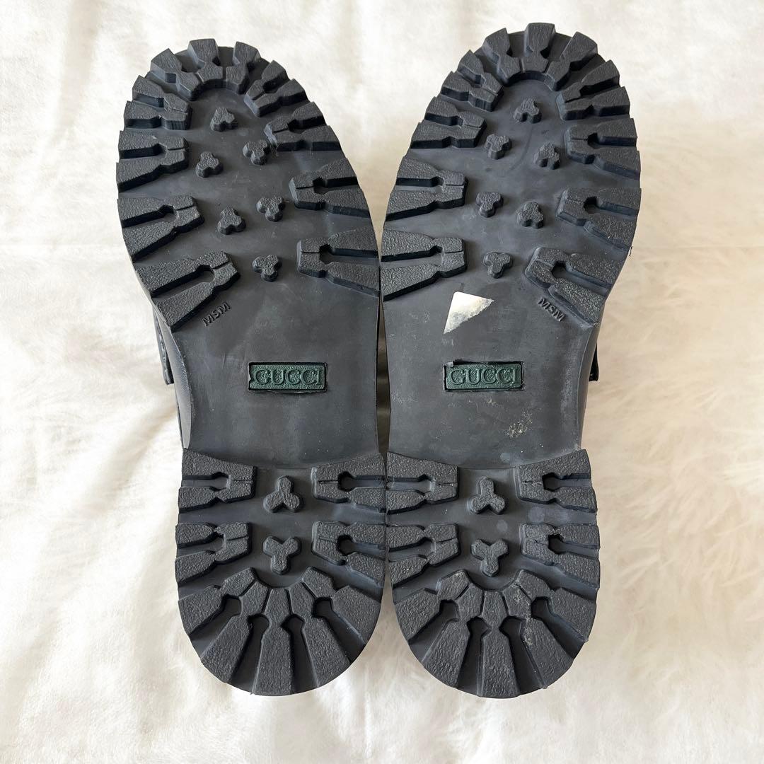 未使用✨GUCCIグッチ　ホースビットローファー　レザー　ブラック　厚底　黒