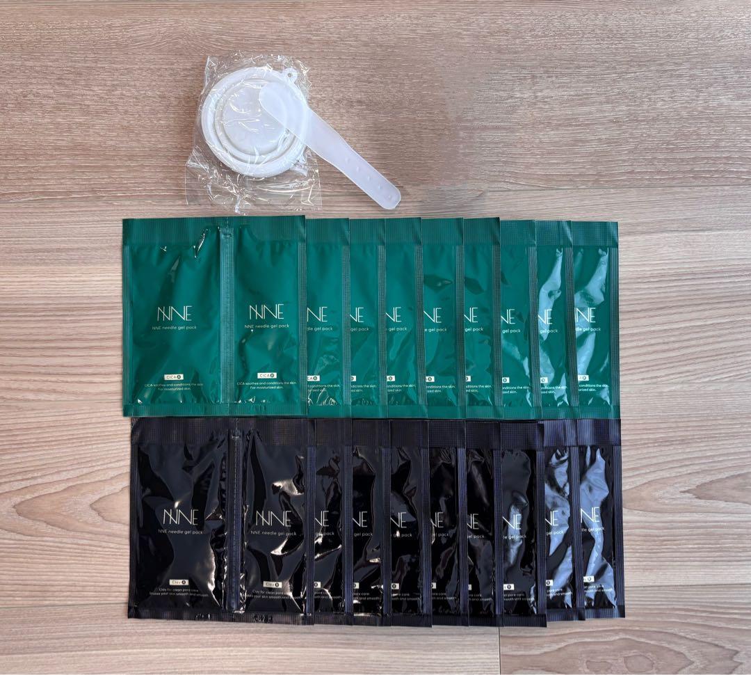 【新品未使用】NNEニードル炭酸パック（緑×9 黒×9）、スパチュラ、カップ付き