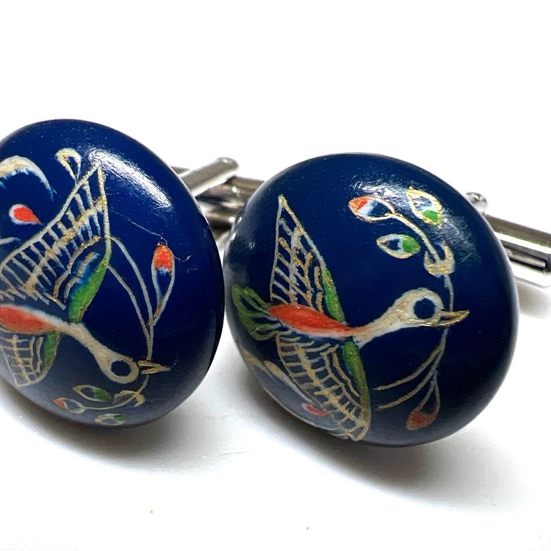 人間国宝　吉田文之　極上正倉院文様カフス一対　共箱　9g 東Y7-0819⭐︎2F