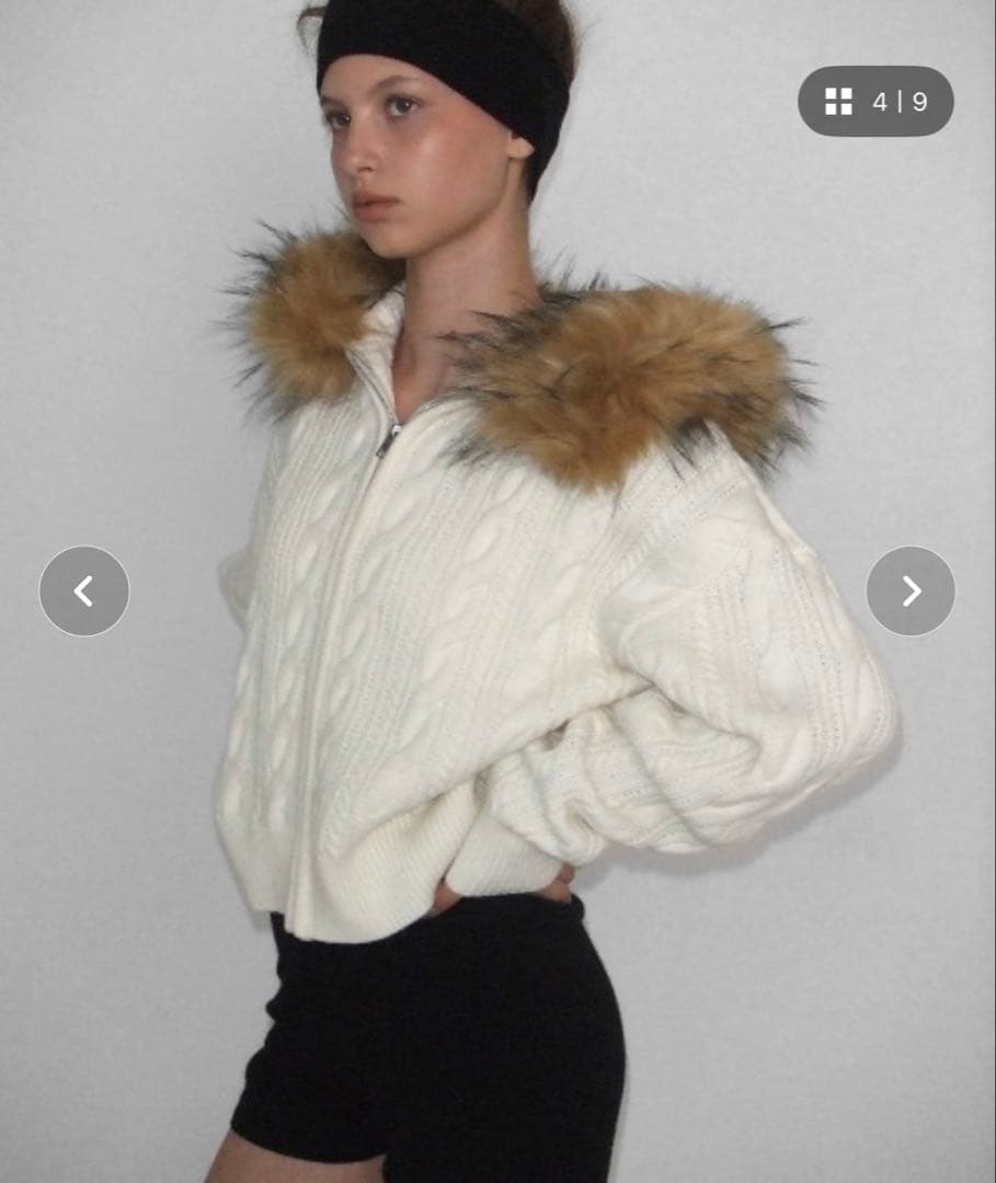 BLACKUP ニットパーカー ファー ダダウールニットパーカージップアップ