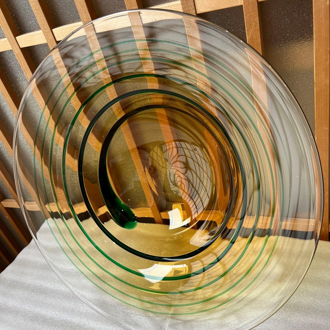 東洋佐々木ガラス　翠螺旋　水盤　直径35cm