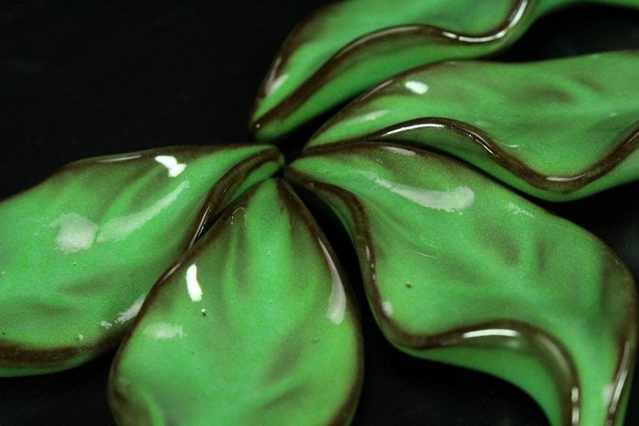 葉形 箸置 現川 十三代 横石臥牛 共箱(K-LC540)